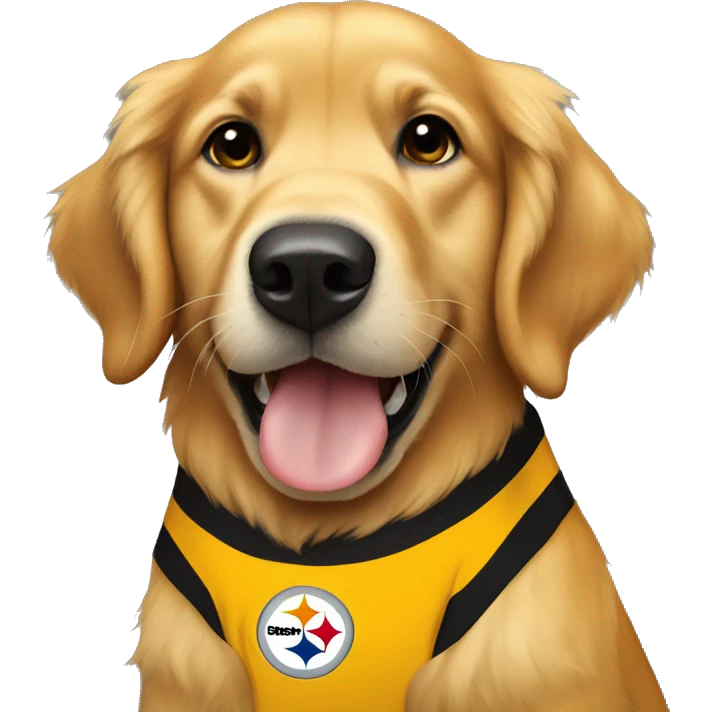 golden retriever wearing Steelers football jersey emoji