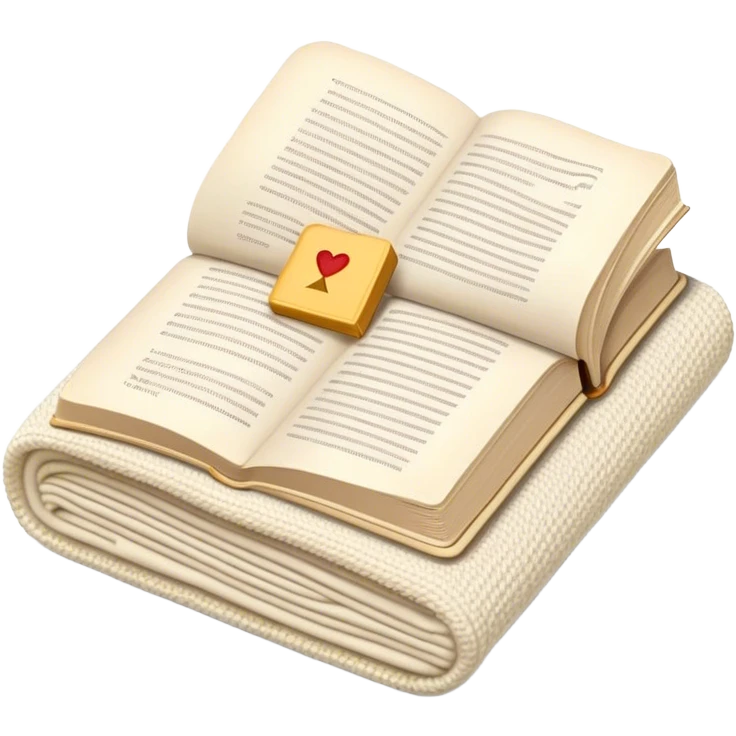 Open book on top of folded cream knit blanket emoji