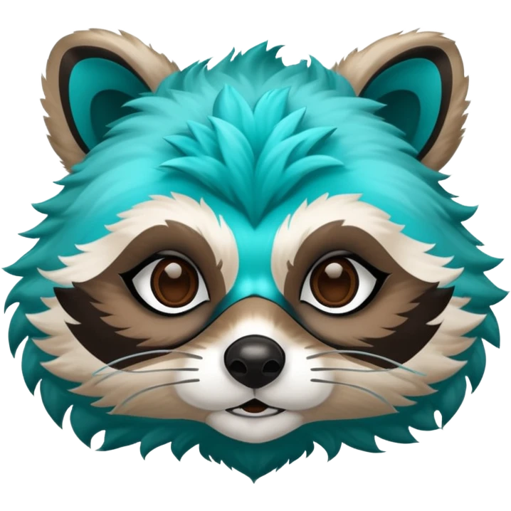 Turquoise racoon face emoji