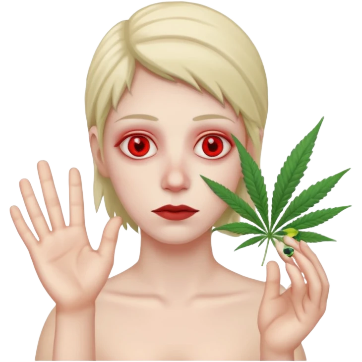 gang dealer drugged white with cannabis on a hand emoji