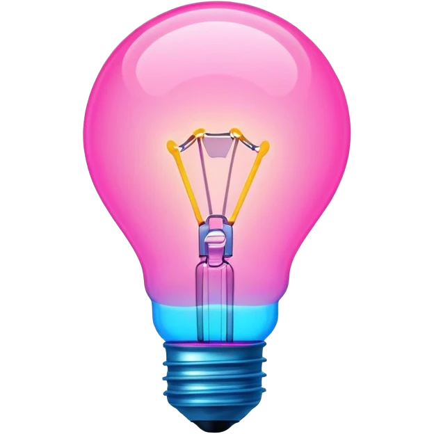 neon lightbulb glowing blue and pink with soft glossy highlight and modern minimal shape emoji