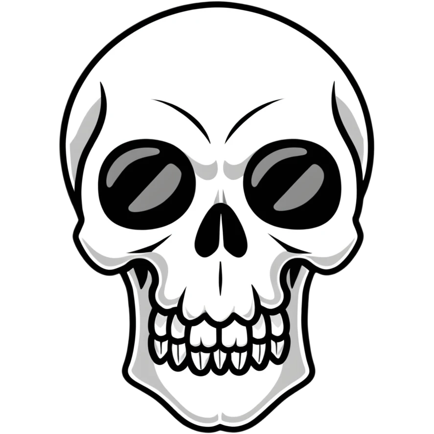Punisher skull logo, white skull with teeth on black background emoji