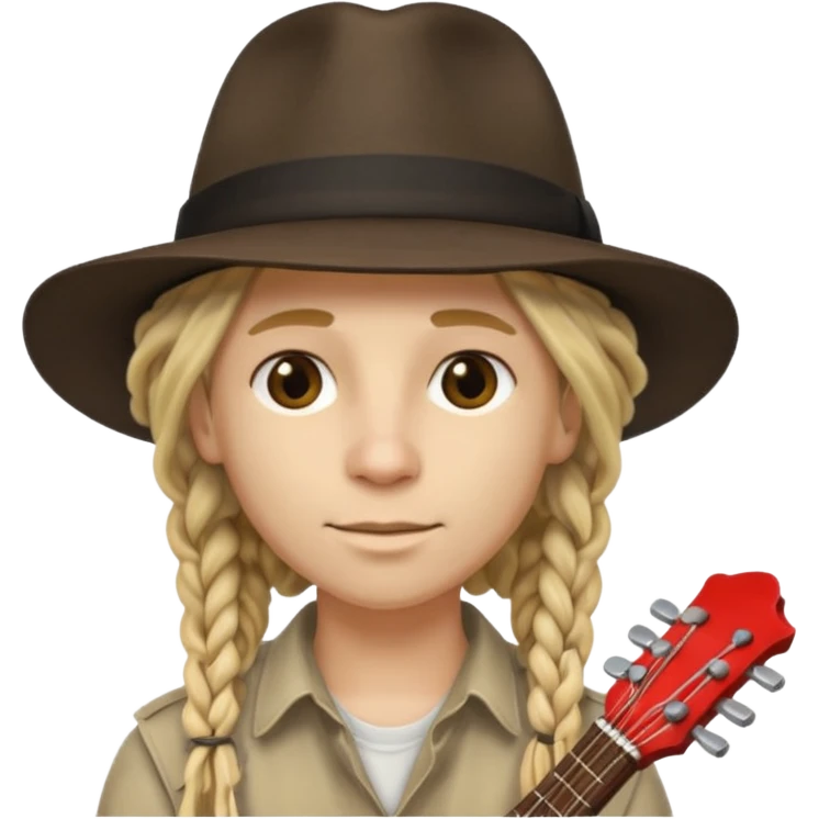 blonde Musician with dreadlocks and fedora emoji