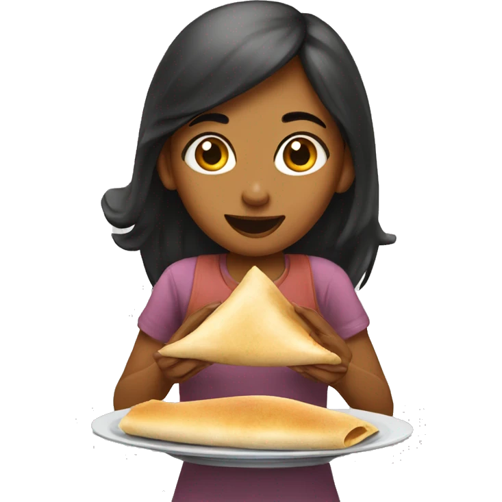 Girl eating dosa emoji