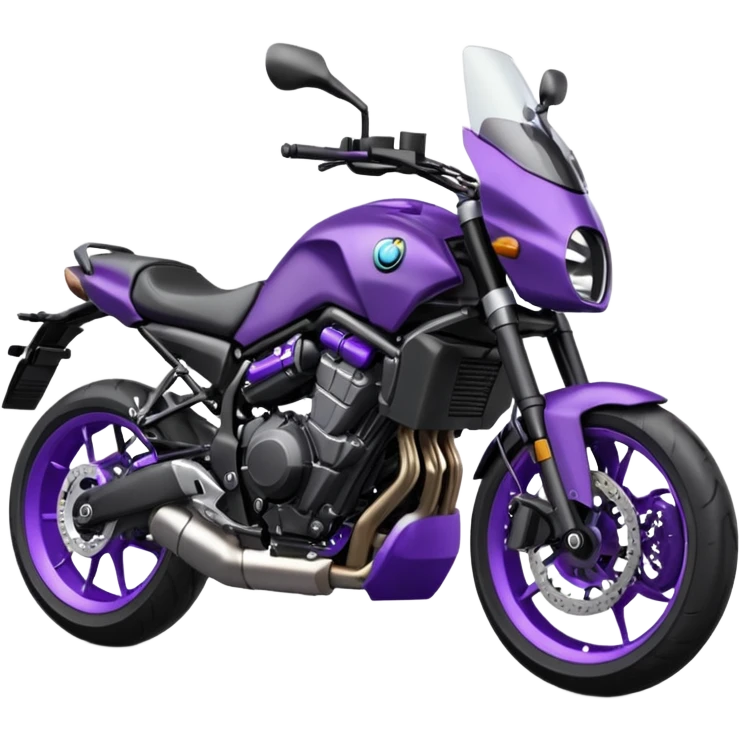 Créer un emoji copiable sur mon système iOS avec une moto mt07 noir mate / violet plus foncé que tu as et iridescent. le style de la mt07 doit être en roadster. emoji