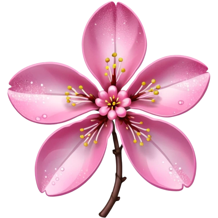 Stylized pink glitter cherry blossom flower (sakura) emoji
