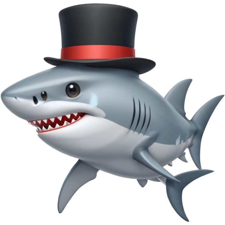 Shark with a top hat emoji