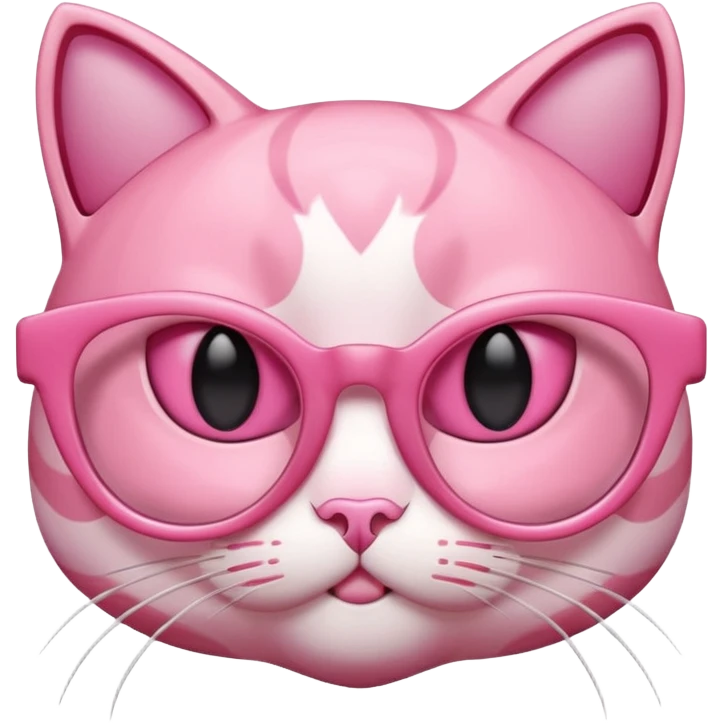 A 3D cartoon rose-pink cat-eye spectacle, glossy curved frame, soft reflections, isolated on plain background, Memoji-style. emoji