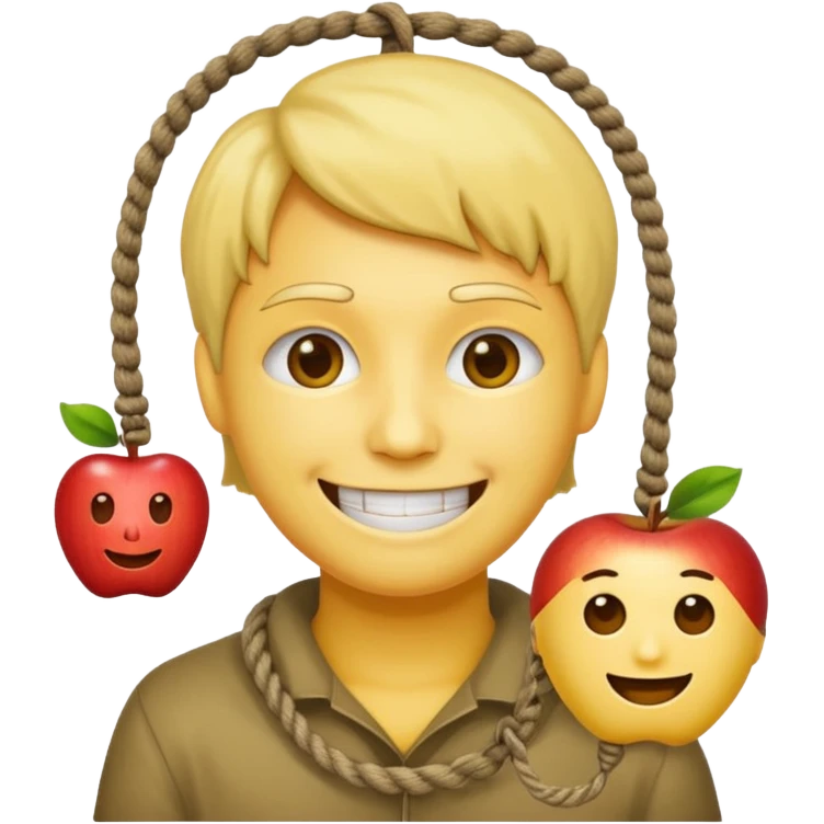 😔 with noose around neck. Apple themed emoji with regular yellowish skin(not completely yellow) only head emoji
