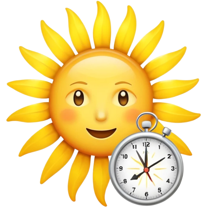 Sun with timer showing 15 minutes, morning sunshine exposure emoji