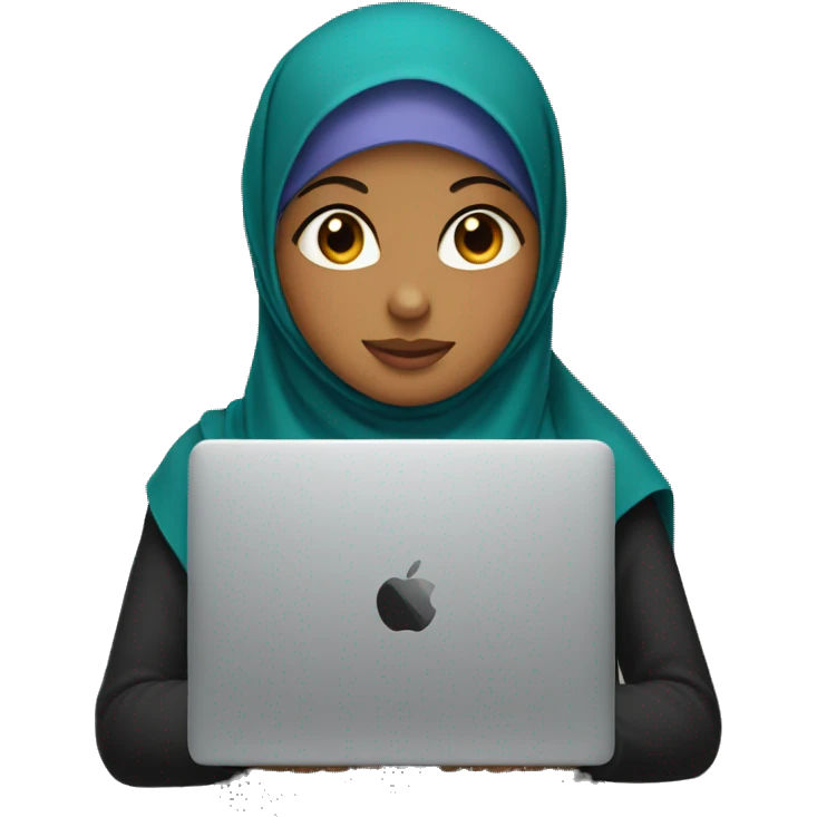 girl in hijab without face sits at the laptop emoji