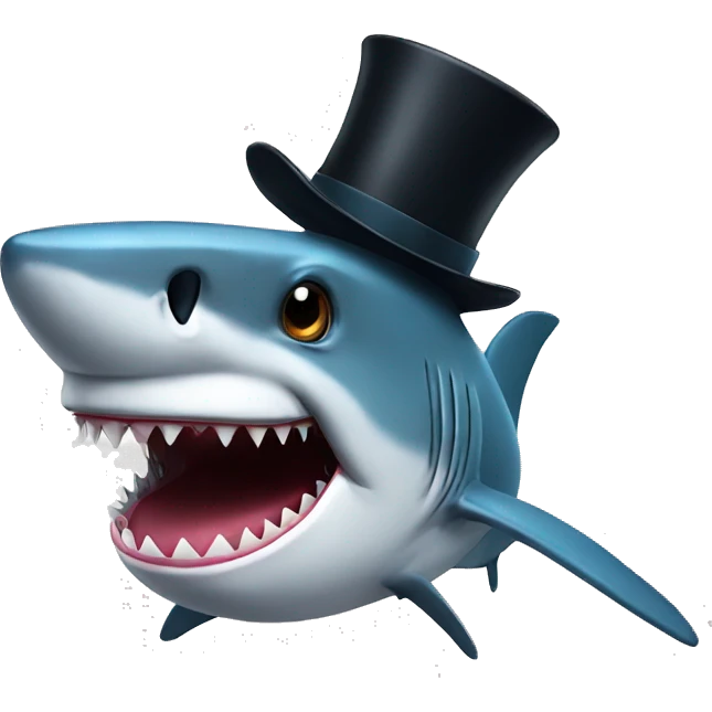 Shark with a top hat emoji