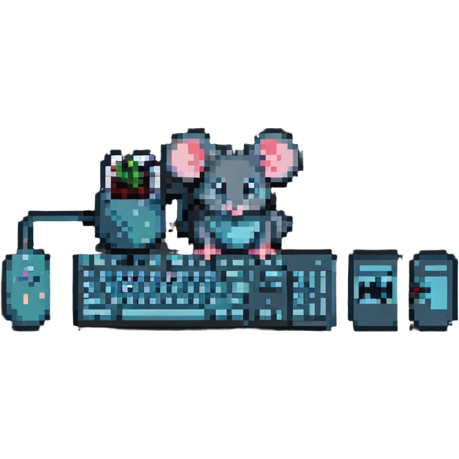 mouse and keyboard together pixel art style emoji