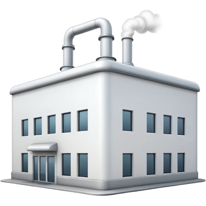 white factory building, apple emoji style emoji