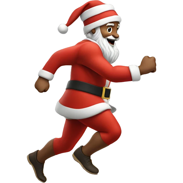 traditional santa sprinting, with a large stride and arms outstretched emoji