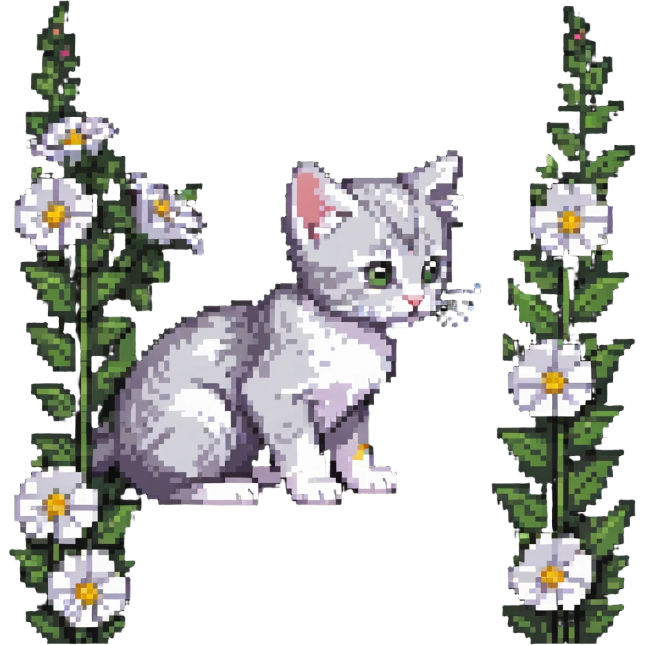 Kitten smells flowers emoji