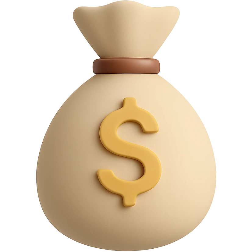 3d, skeuomorphic, minimalist, money bag emoji