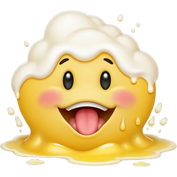 yellow smiley face with eyes up and mouth open, puking white foam emoji