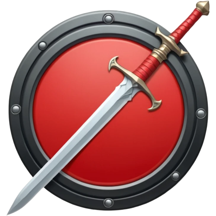 Make an mmo rpg red sword class icon inside of a round emblem emoji