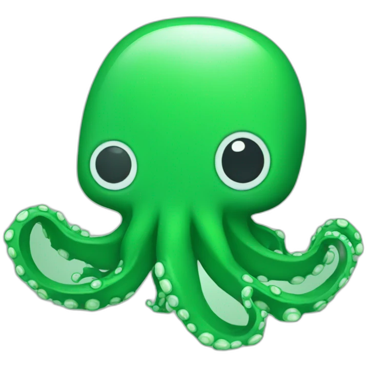 Green pixel art octopus with square head emoji