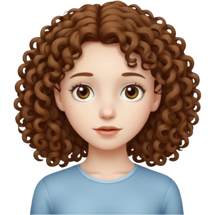Girl with curly hair white skinny pale skin emoji