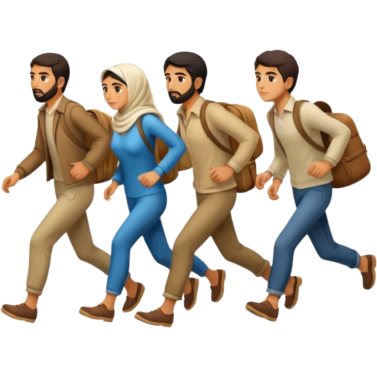 убегающие иранцы, в полный рост, в профиль emoji