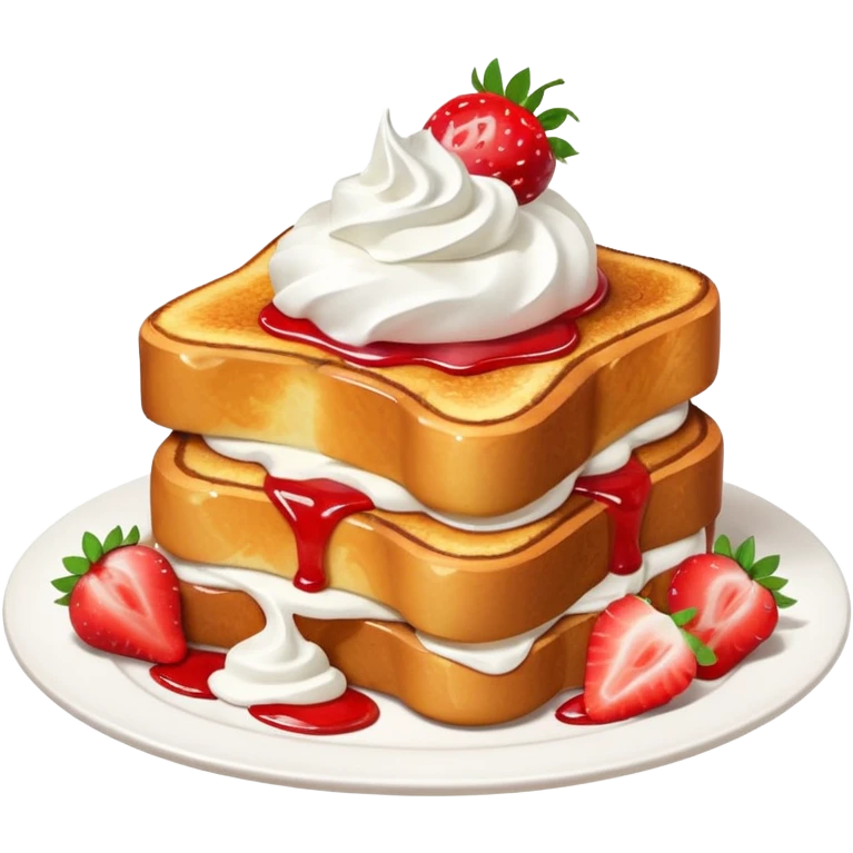 French toast with strawberry on top and whipped cream emoji