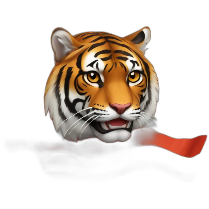 Drapeau rouge avec un tigre emoji