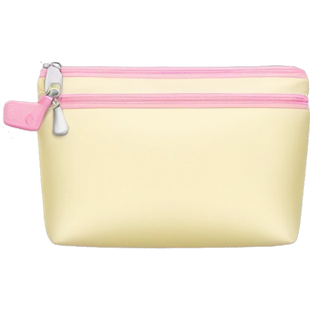 light yellow cosmetic bag rectangle shaped with a light pink zipper emoji