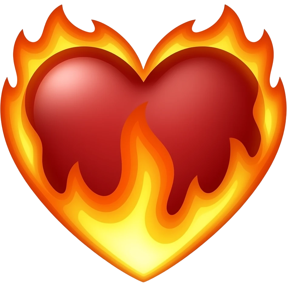 fire + heart emoji
