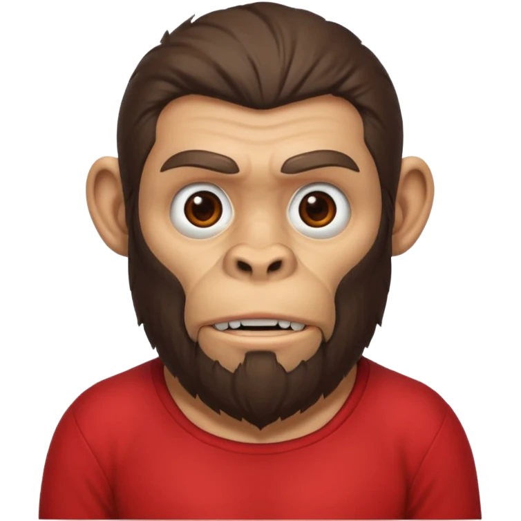 ancient ape, beard, red shirt emoji