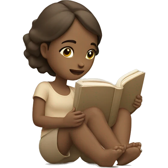 Girl reading a book. In beige tones  emoji