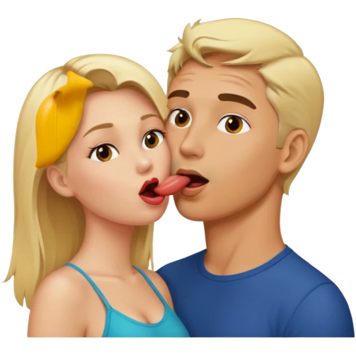 naked blonde woman licking mans neck emoji
