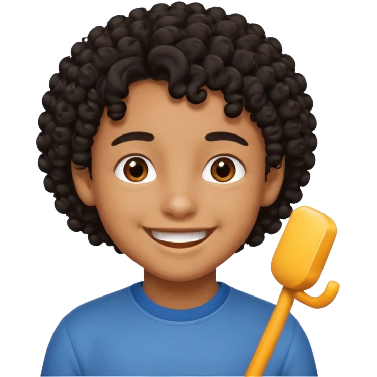 curly black haired kid emoji