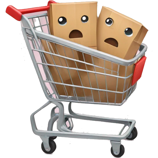 shopping cart with boxies emoji