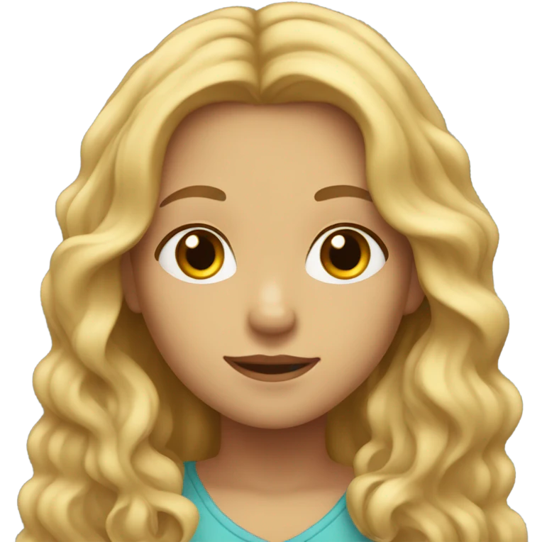 blonde and wavy, brown eyes girl emoji
