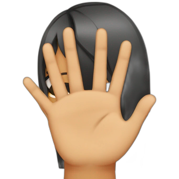 girl showing THREE out of five fingers up on her ONE hand emoji