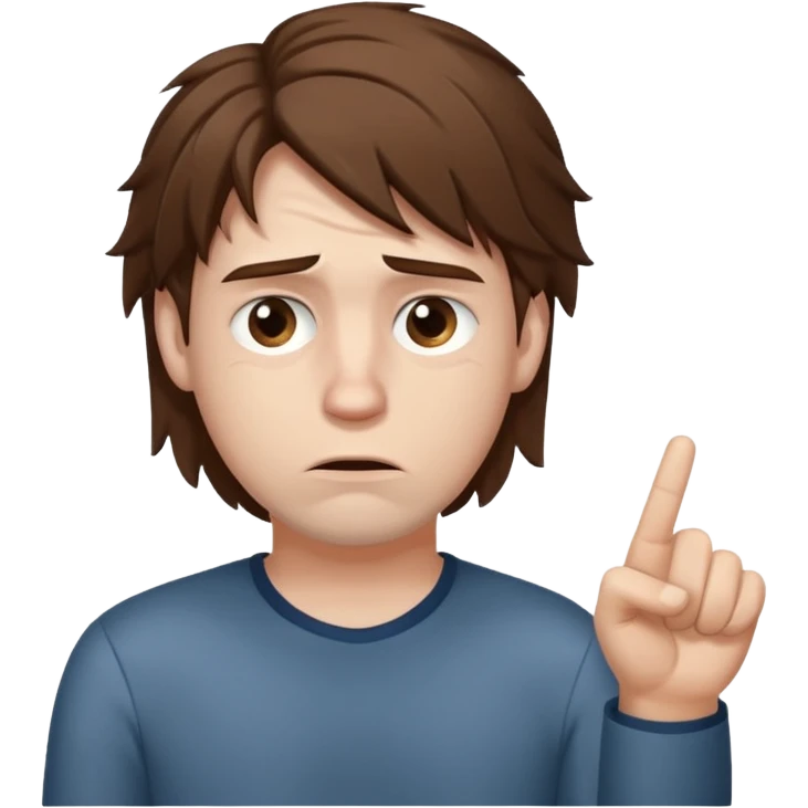 Weak man with disheveled hair pointing to his right emoji