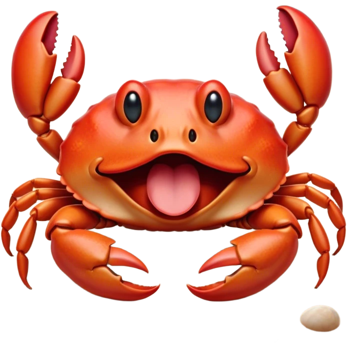 Cinematic Realistic Cute Yawning Crab Portrait Emoji, Head tilted slightly with a dramatic, wide-open yawn, showcasing a soft, textured red shell with a charming, naturally formed face and drooping features, rendered with realistic detail and warm, sandy light, high shine, relaxed yet expressive, styled with a dash of coastal charm, soft glowing outline, capturing the essence of a sleepy yet affectionate crab that appears ready to stretch out on the shore for a peaceful nap! emoji
