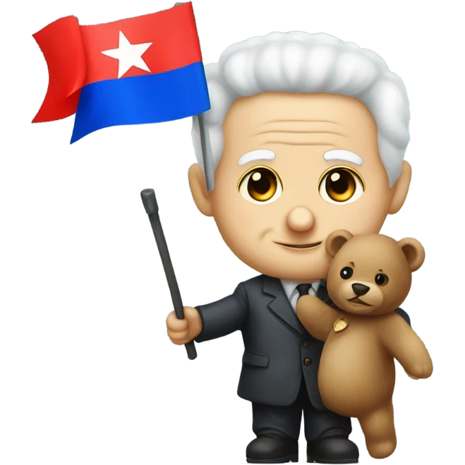 David Ben Gurion holding a bear with a Russian flag emoji