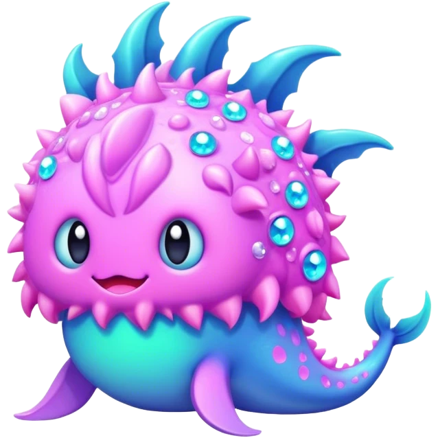 neon pastel kawaii bedazzled sea monster with fur    emoji