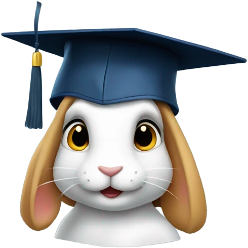 fast rabbit profile graduation hat emoji