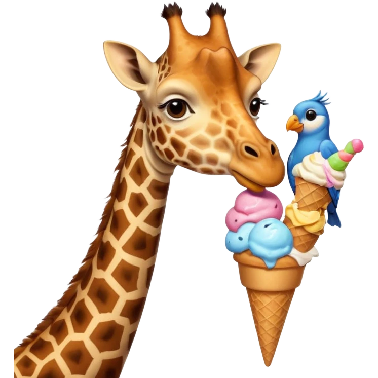 Giraffe with Ice Creams
Giraffe sharing cone with bird



 emoji