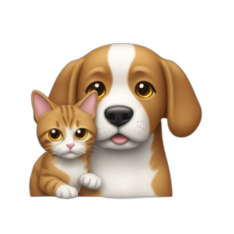 Un chat et un chien qui se serre la main emoji
