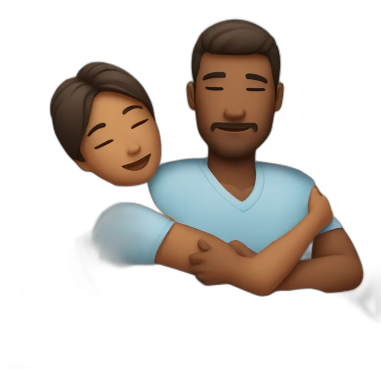 Woman and man cuddling in bed emoji