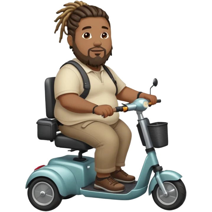 fat black man with dreads on mobility scooter  emoji