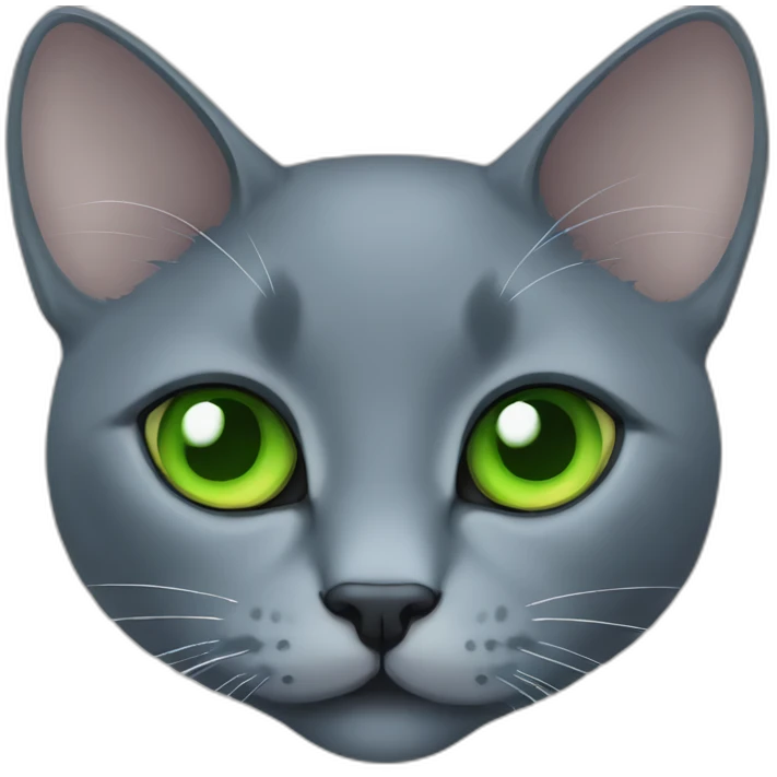 russian blue cat face with green eyes emoji