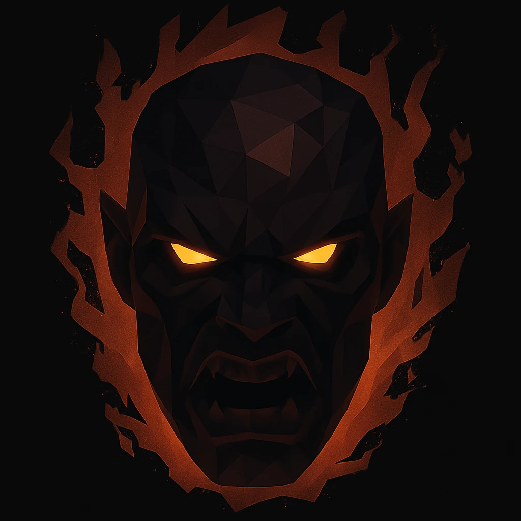 Make the red, angry, plasma-like humanoid monster darker, keeping the glowing effect emoji