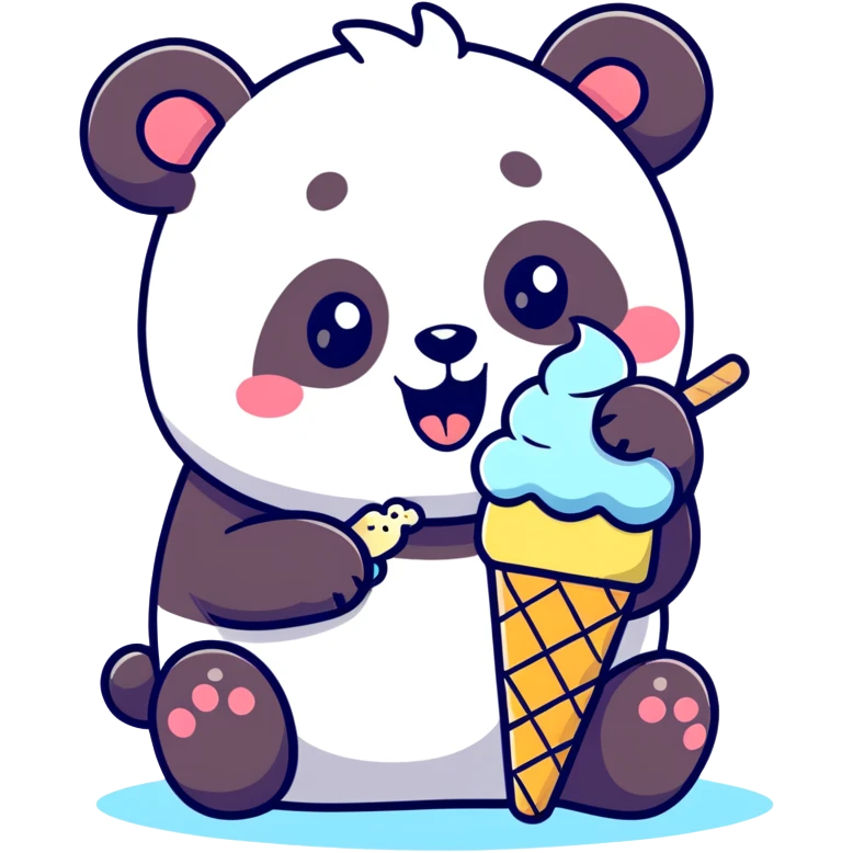 Panda eating ice cream emoji