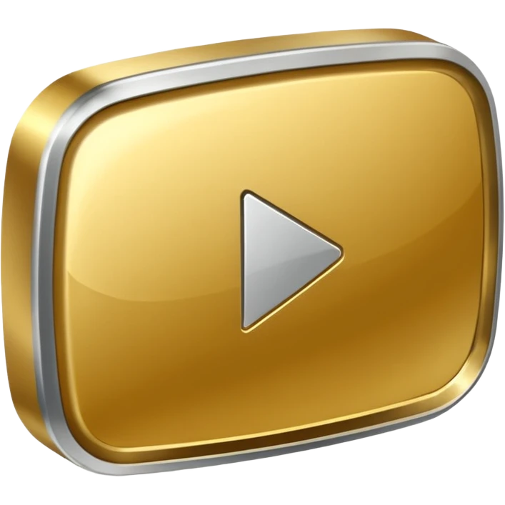 YouTube golden play button with silver edges. make it caricature type emoji